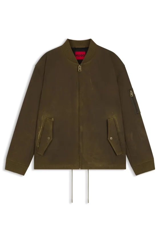 Adjustable-hem bomber jacket in waxed cotton Adjustable-hem bomber jacket in waxed cotton