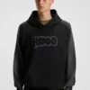 Airbrush-logo hoodie in cotton terry
