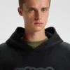 Airbrush-logo hoodie in cotton terry
