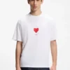 All-gender Cotton-jersey T-shirt with origami-heart prints