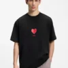 All-gender Cotton-jersey T-shirt with origami-heart prints