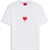 All-gender Cotton-jersey T-shirt with origami-heart prints