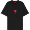 All-gender Cotton-jersey T-shirt with origami-heart prints