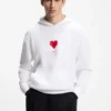 All-gender Cotton-terry hoodie with origami-heart artwork