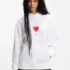 All-gender Cotton-terry hoodie with origami-heart artwork
