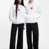 All-gender Cotton-terry hoodie with origami-heart artwork
