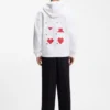 All-gender Cotton-terry hoodie with origami-heart artwork