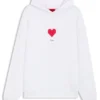 All-gender Cotton-terry hoodie with origami-heart artwork