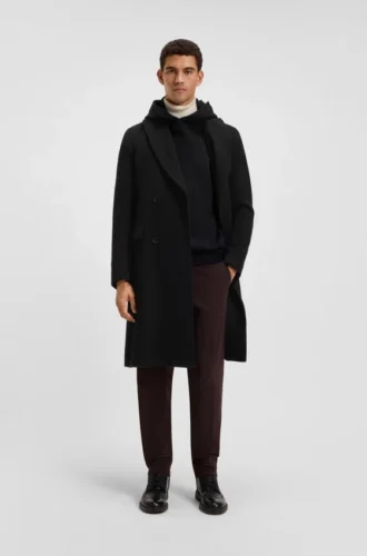 Alpaca-blend coat with double-breasted front