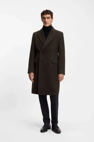 Alpaca-blend coat with double-breasted front