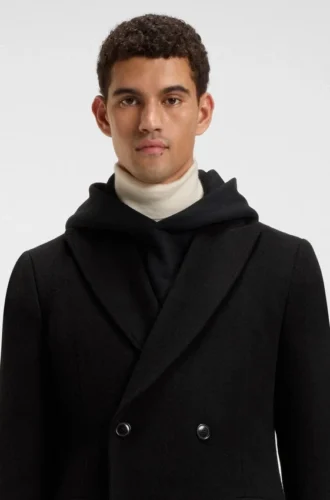Alpaca-blend coat with double-breasted front