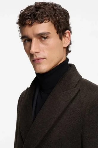 Alpaca-blend coat with double-breasted front