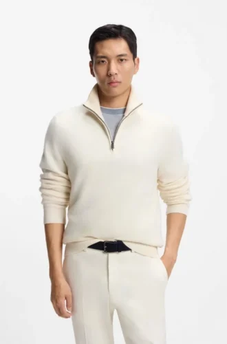 Alpaca-wool sweater with zip neck