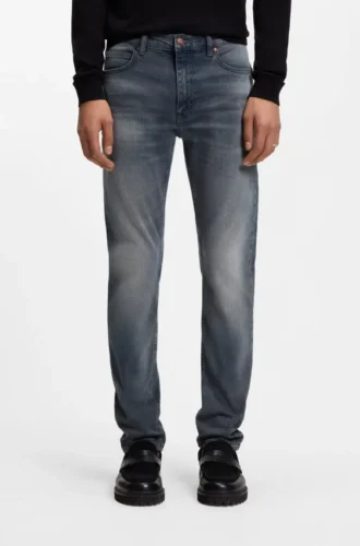 Ash-blue extra-slim-fit jeans in stretch denim