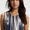 Asymmetric-hem dress in printed twill