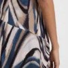 Asymmetric-hem dress in printed twill