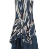Asymmetric-hem dress in printed twill