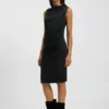 Asymmetric-neckline dress in a cotton blend