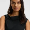 Asymmetric-neckline dress in a cotton blend