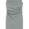 Asymmetric-neckline dress in a cotton blend
