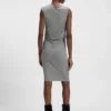 Asymmetric-neckline dress in a cotton blend