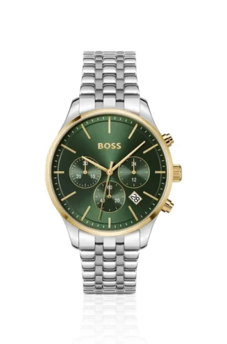 AVERY Multi-link-bracelet chronograph watch with green dial