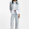 Azure-blue loose-fit jeans in rigid denim
