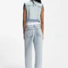 Azure-blue loose-fit jeans in rigid denim