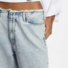 Azure-blue loose-fit jeans in rigid denim