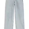 Azure-blue loose-fit jeans in rigid denim