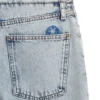 Azure-blue loose-fit jeans in rigid denim