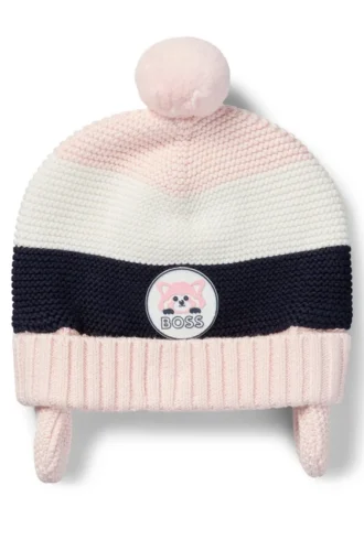 Baby beanie hat in cotton with red-panda badge