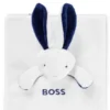 Baby bunny toy in faux fur with embroidered logo