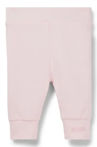 Baby leggings in stretch cotton with logo-print hem