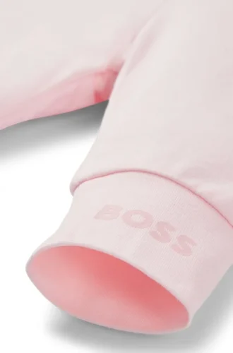 Baby leggings in stretch cotton with logo-print hem