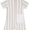 Baby romper in striped cotton with polo collar Baby romper in striped cotton with polo collar