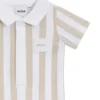 Baby romper in striped cotton with polo collar Baby romper in striped cotton with polo collar