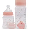Baby set with dummy, dummy clip and two bottles Baby set with dummy, dummy clip and two bottles