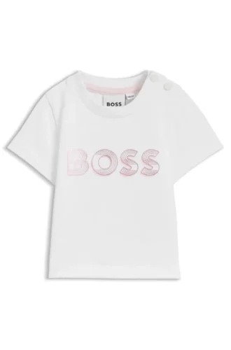 Baby shiny-logo T-shirt in stretch cotton