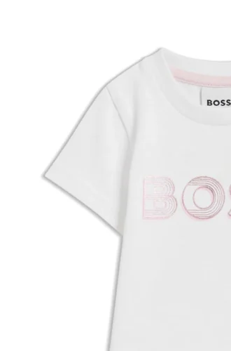 Baby shiny-logo T-shirt in stretch cotton