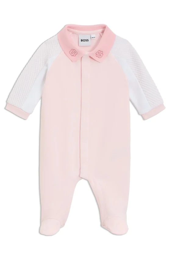 Baby sleepsuit in cotton-blend jersey and terry Baby sleepsuit in cotton-blend jersey and terry