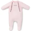 Baby sleepsuit in velvet with logo print