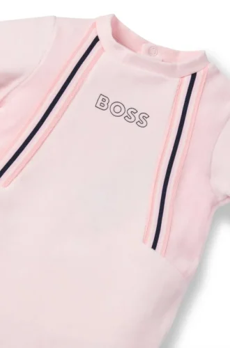 Baby sleepsuit in velvet with logo print