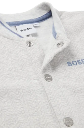 Baby stretch-cotton all-in-one with herringbone print