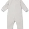 Baby stretch-cotton all-in-one with herringbone print