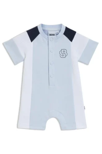 Baby stretch-cotton playsuit with Double B monogram