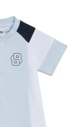 Baby stretch-cotton playsuit with Double B monogram