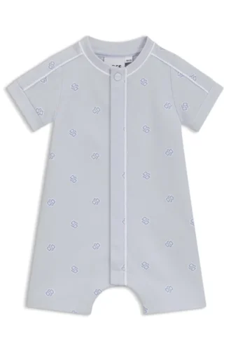 Baby stretch-cotton playsuit with Double B monograms