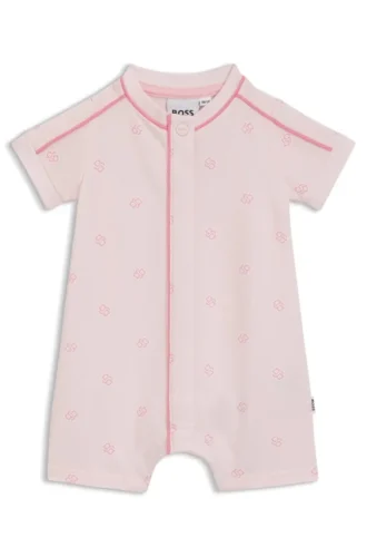 Baby stretch-cotton playsuit with Double B monograms