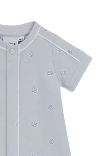 Baby stretch-cotton playsuit with Double B monograms